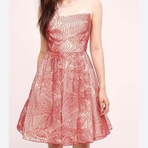 Anthropologie Red Puff Dress Size 4